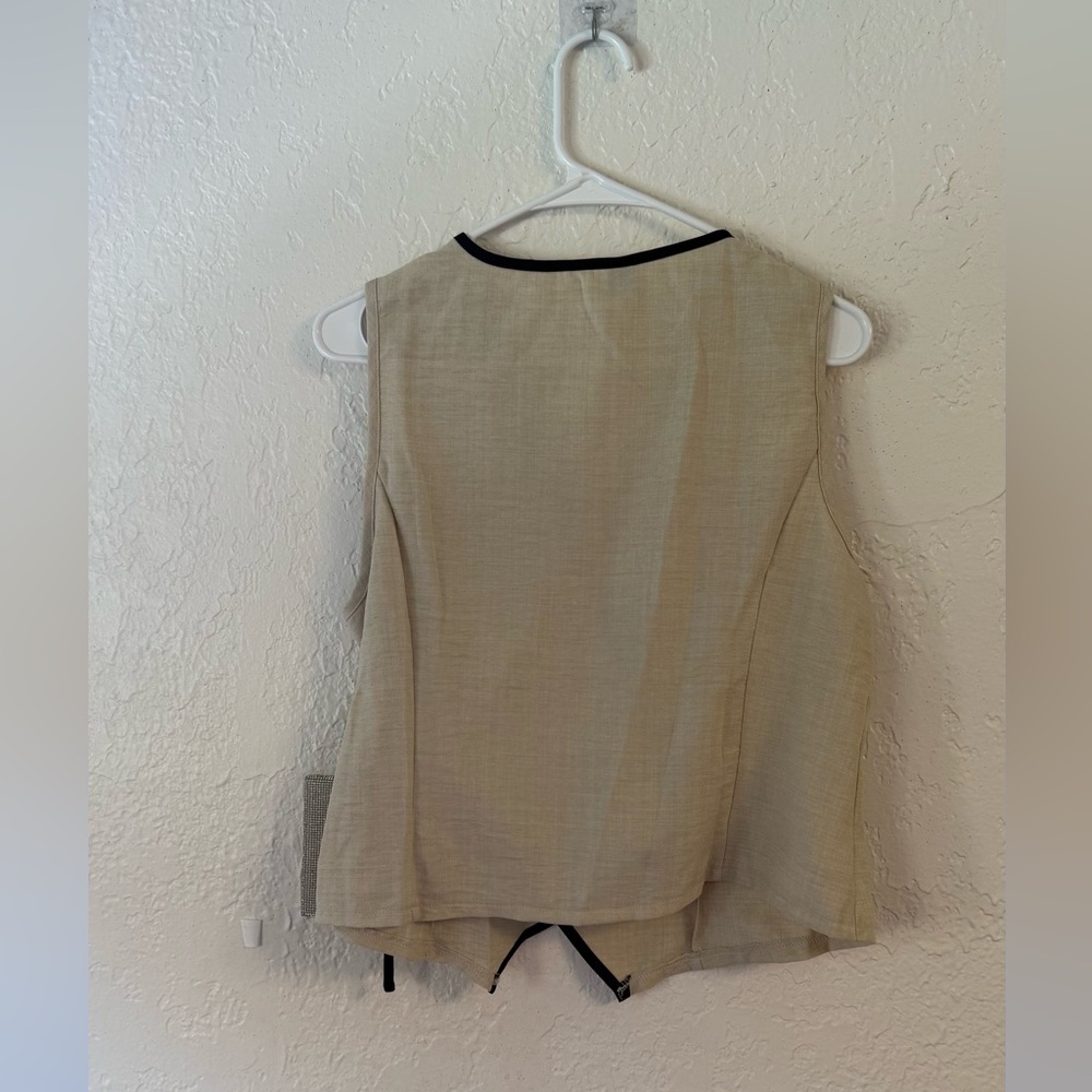 SHEIN Curve 0XL Linen-Look 2-Piece Set - Asymmetrical Wrap Vest & Wide-Leg Pants - Picture 5 of 14